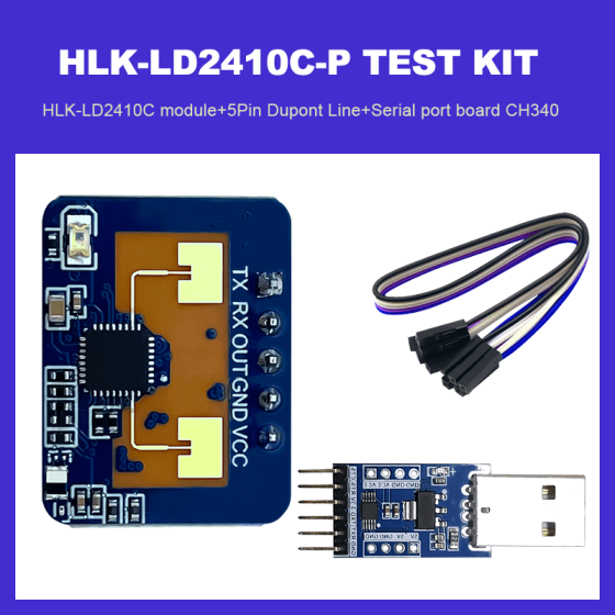 HLK-LD2410C 24Ghz Human Presence Induction Distance Detection Radar Sensor Module Test Board Kit support BLE/UART adjustment paraments